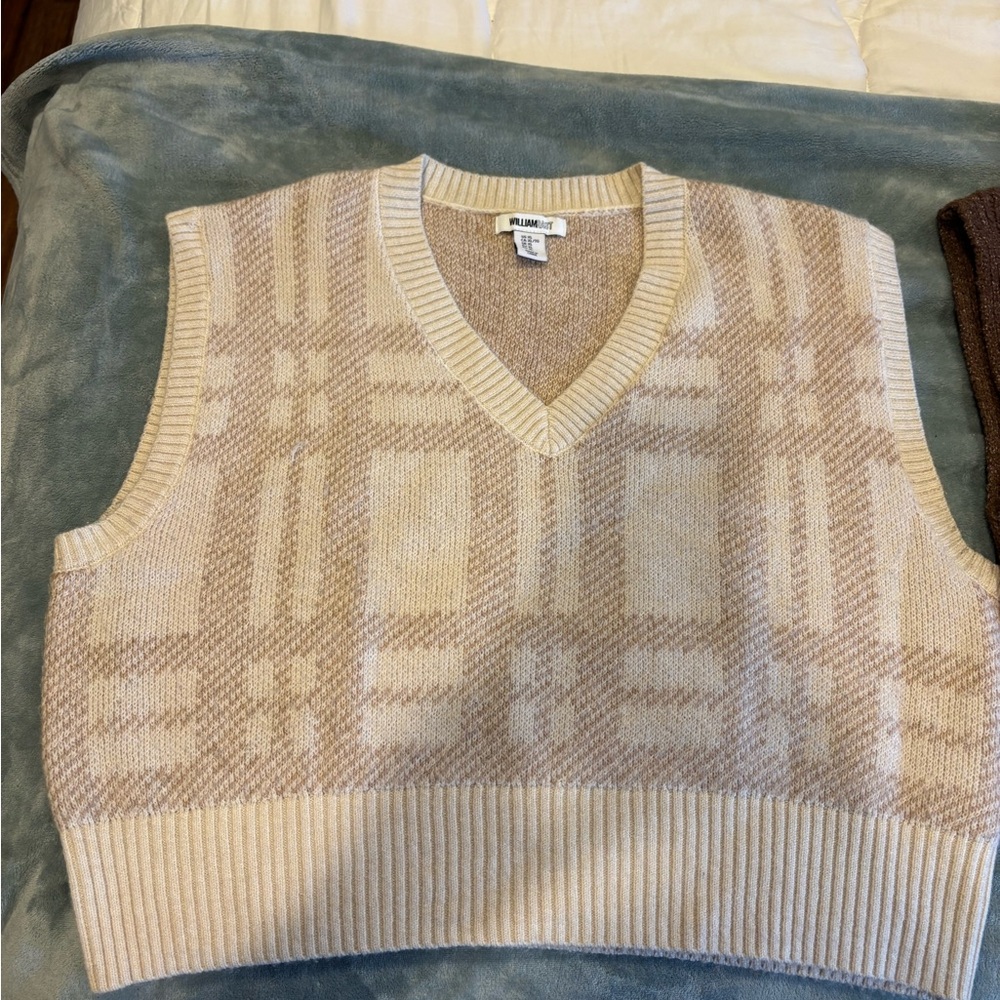 Plaid Beige Sweater Vest